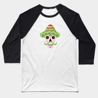 Dia de los muertes skull. Mexican Day of the Dead. Baseball T-Shirt